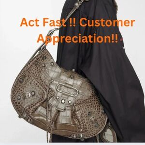 Customer Appreciation!! BALENCIAGA  Le Cagole Croc Embossed Leather Shoulder Bag